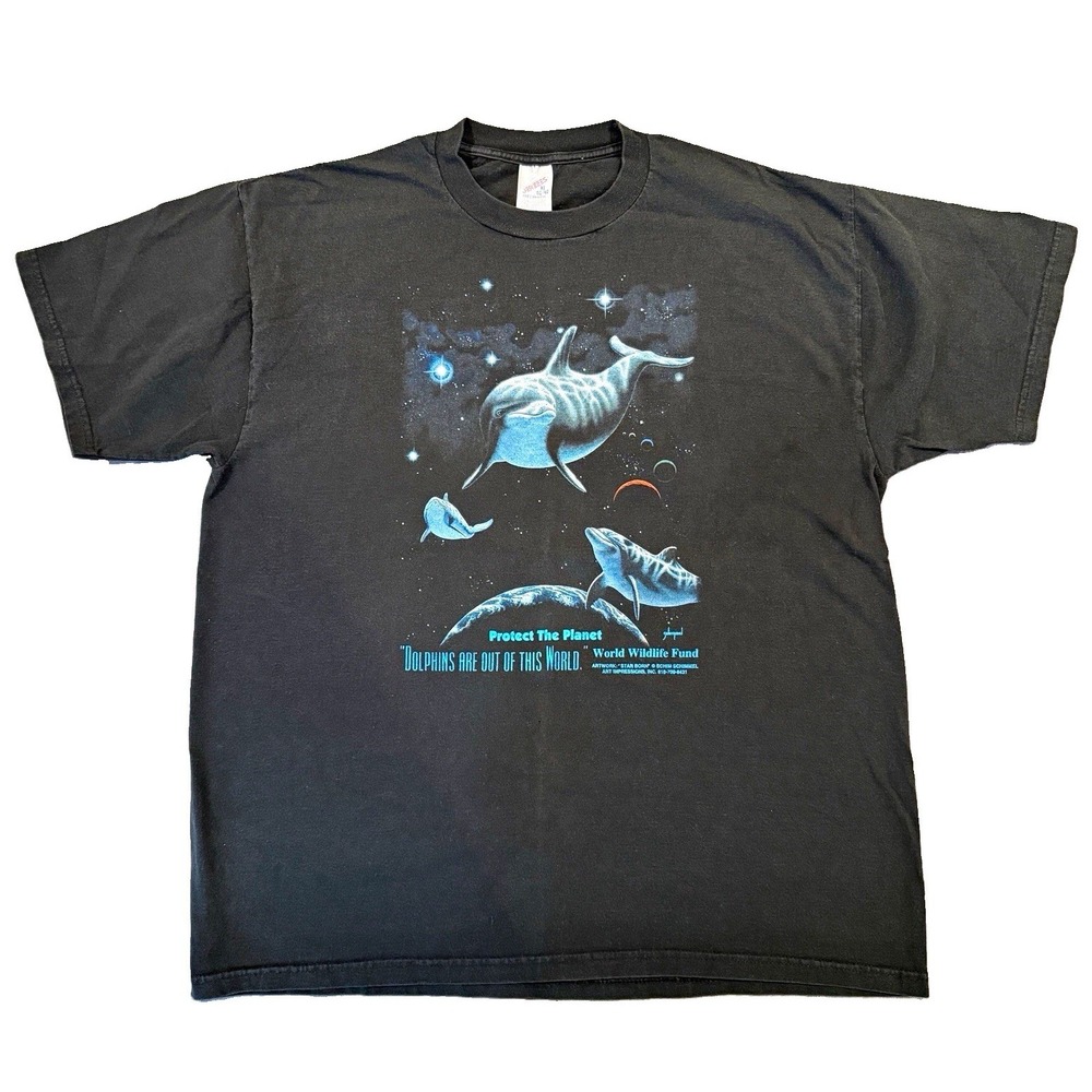 Vintage 90s World Wildlife Fund Dolphins Out Of This World Shirt XL Schimmel WWF